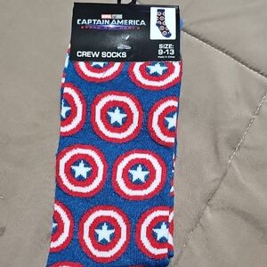 Marvel Captain America Shield Pattern Socks - Blue, Red, White